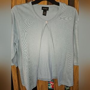 Lane Bryant Sz 18/20 Light Blue One Button Open Front Cardigan
